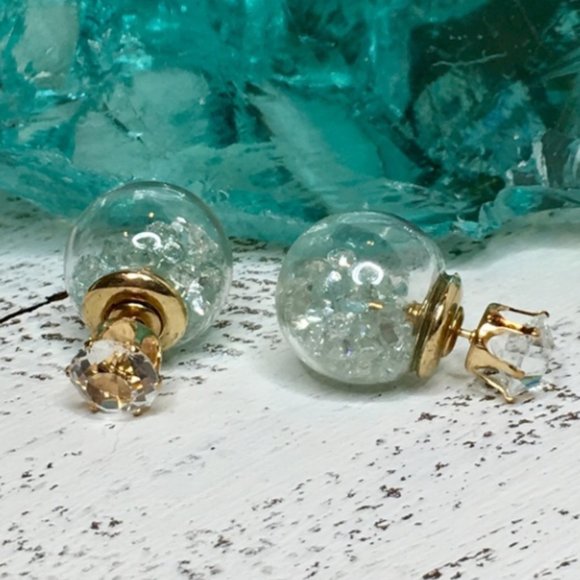 Dark Green Star Double Stud Earrings - Picture 2 of 3